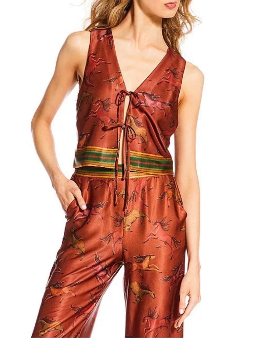 Chelsea & Violet Layla Equestrian Sleeveless Satin Vest